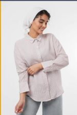 شومیز لینن راه راه دبل فیس