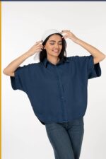 شومیز کتان آستین سرخود کد B0010