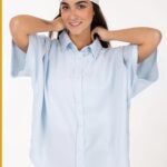 شومیز کتان آستین سرخود کد B0010