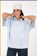 شومیز کتان آستین سرخود کد B0010