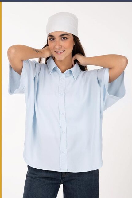 شومیز کتان آستین سرخود کد B0010