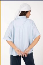 شومیز کتان آستین سرخود کد B0010