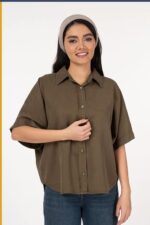 شومیز کتان آستین سرخود کد B0010