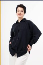 شومیز سیلک پایین هلال قد 70 کد TS004