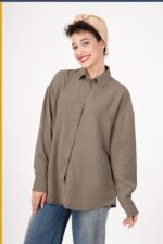 شومیز سیلک پایین هلال قد 65 کد TS003