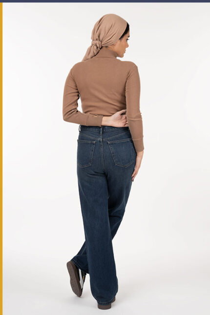 شلوار جین راسته آبی تیره جک پات کمر ساده کد SL002