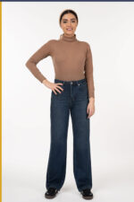 شلوار جین راسته آبی تیره جک پات کمر ساده کد SL002