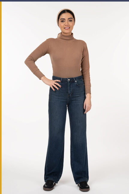 شلوار جین راسته آبی تیره جک پات کمر ساده کد SL002