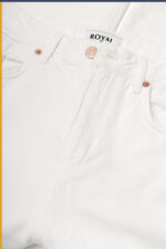 شلوار جین نیم بگ سفید کمر ساده جک پات کد