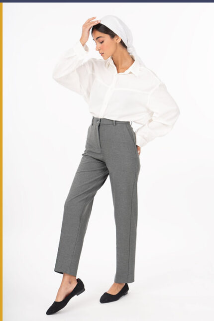 شلوار پارچه ای راسته قد 100 طوسی کد SP002